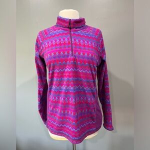 Columbia Womens Fleece Jacket Small‎ Pullover Purple Zip Mock Neck Light Weight